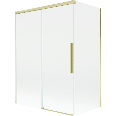 Mexen Rox 2-krilna raztegljiva kopalniška pregrada 120 + 70 x 150 cm, prozorna, zlato brušena - 8C9-120-070-55-00