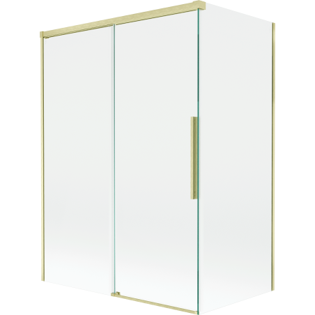 Mexen Rox parawan nawannowy 2-skrzydłowy rozsuwany 120 + 70 x 150 cm, transparent, złoty szczotkowany - 8C9-120-070-55-00