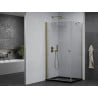 Mexen Pretoria cabina doccia a battente 100 x 70 cm, trasparente, oro + piatto doccia Flat, nero - 852-100-070-50-00-4070G