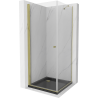 Mexen Pretoria swing shower cabin 100 x 100 cm, transparent, gold + Flat tray, black - 852-100-100-50-00-4070G