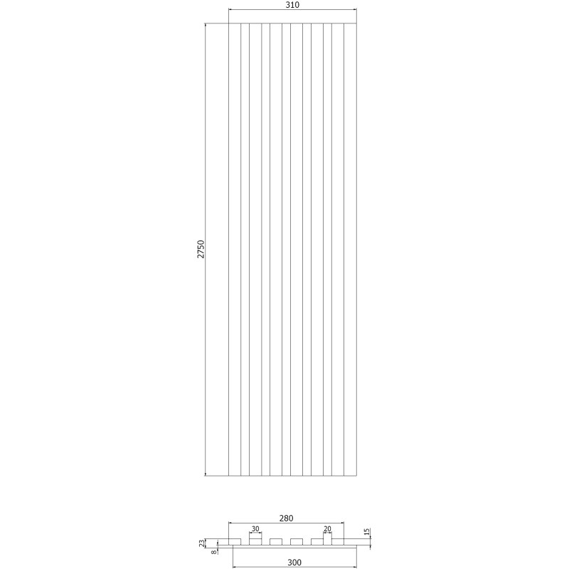 Mexen Lam-F akustiset seinäpaneelit 275 x 30 cm, huopa 8 mm, tekninen viilu, luonnonpähkinä - S105-275307-3015-016