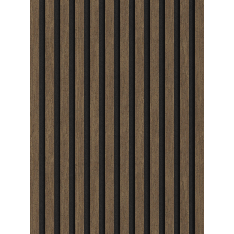 Mexen Lam-F lamelles murales acoustiques 275 x 30 cm, feutre 8 mm, placage technique, Noyer Cacao - S105-275307-3015-018