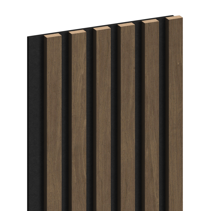 Mexen Lam-F lamelles murales acoustiques 275 x 30 cm, feutre 8 mm, placage technique, Noyer Cacao - S105-275307-3015-018