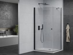 Mexen Pretoria Duschkabine schwenkbar 70 x 100 cm, transparent, schwarz + Duschwanne Flat - 852-070-100-70-00-4010B