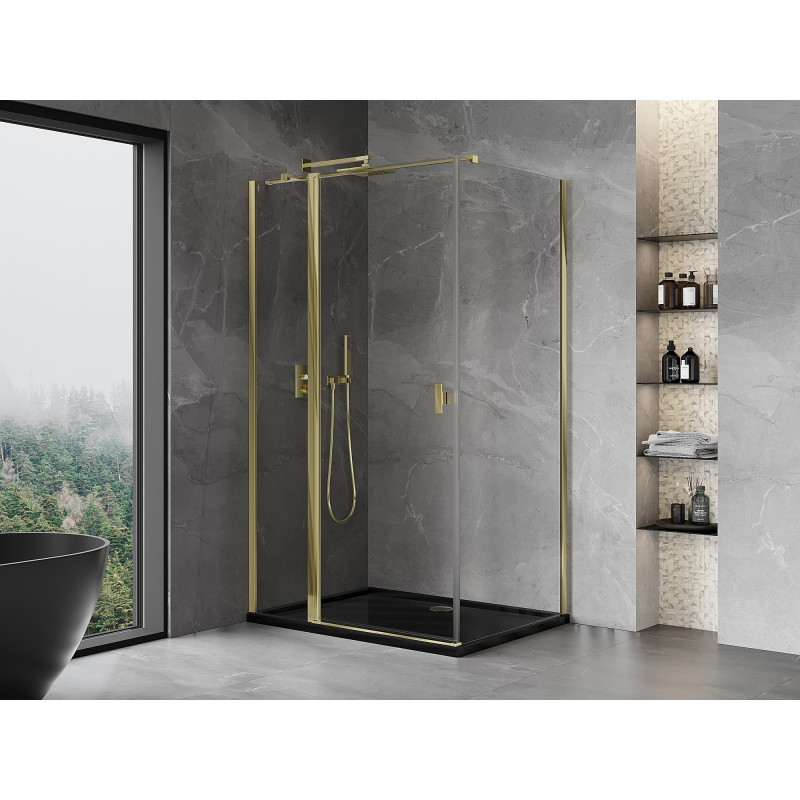 Mexen Mist T dušišikabiin avatav 95 x 80 cm, läbipaistev, kuldne - 8A4T-095-080-50-00