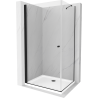 Mexen Pretoria kabina prysznicowa uchylna 90 x 100 cm, transparent, czarna + brodzik Flat - 852-090-100-70-00-4010B