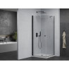Mexen Pretoria Duschkabine schwenkbar 90 x 90 cm, transparent, schwarz + Flat Duschwanne - 852-090-090-70-00-4010B