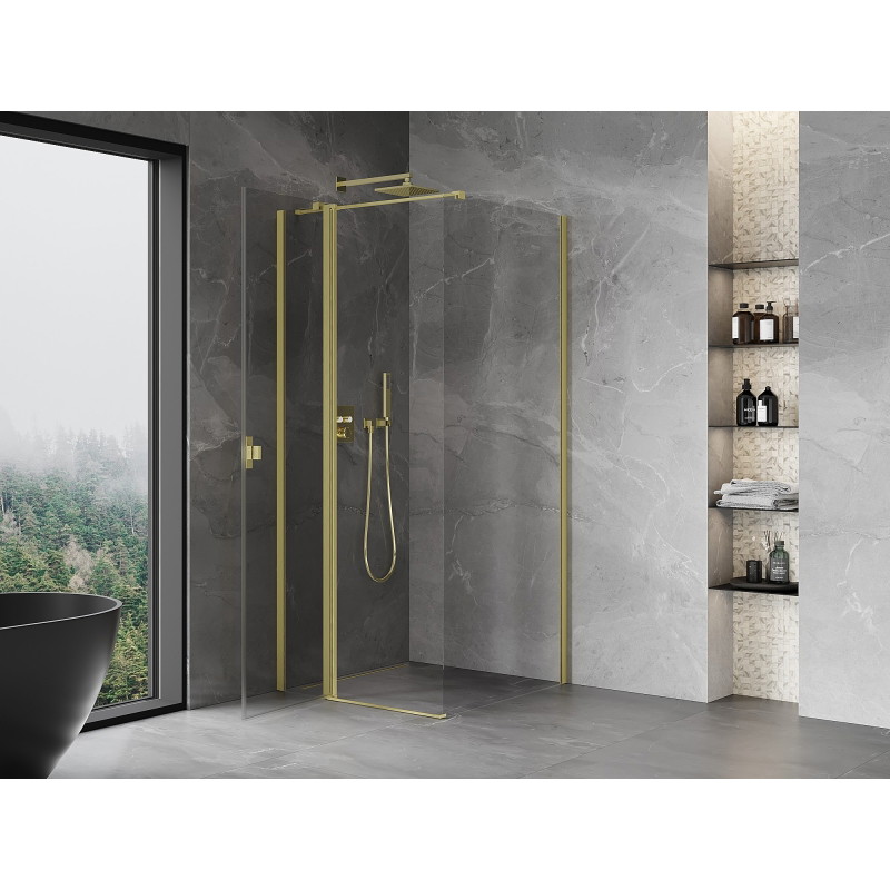 Mexen Mist T tuš kabina preklopna 85 x 85 cm, prozirna, zlatna brušena - 8A4T-085-085-55-00