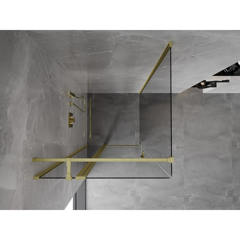 Mexen Mist T tuš kabina preklopna 85 x 85 cm, prozirna, zlatna brušena - 8A4T-085-085-55-00