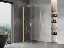 Cabine de douche pivotante Mexen Mist T 90 x 90 cm, transparente, or brossé - 8A4T-090-090-55-00