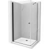 Mexen Pretoria douchecabine draaiend 100 x 80 cm, transparant, zwart + Flat douchebak - 852-100-080-70-00-4010B