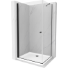 Mexen Pretoria kabina prysznicowa uchylna 100 x110 cm, transparent, czarna + brodzik Flat - 852-100-110-70-00-4010B