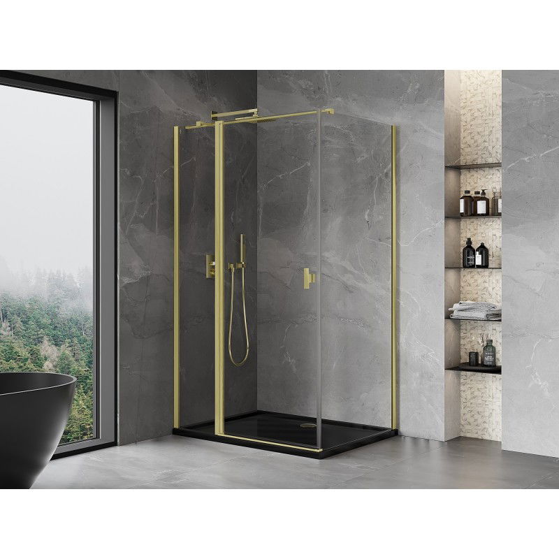 Mexen Mist T cabina doccia a battente 85 x 120 cm, trasparente, oro spazzolato - 8A4T-085-120-55-00