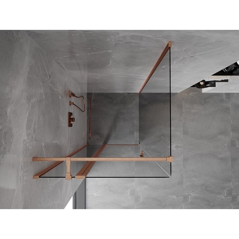 Mexen Mist T hinged shower enclosure 85 x 85 cm, transparent, brushed copper - 8A4T-085-085-65-00