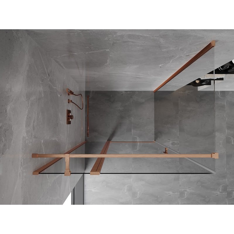 Mexen Mist T cabine de douche pivotante 105 x 70 cm, transparent, cuivre brossé - 8A4T-105-070-65-00