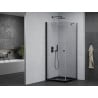 Mexen Pretoria 70 x 70 cm Hinged Shower Enclosure, Transparent, Black + Flat Tray, Black - 852-070-070-70-00-4070B