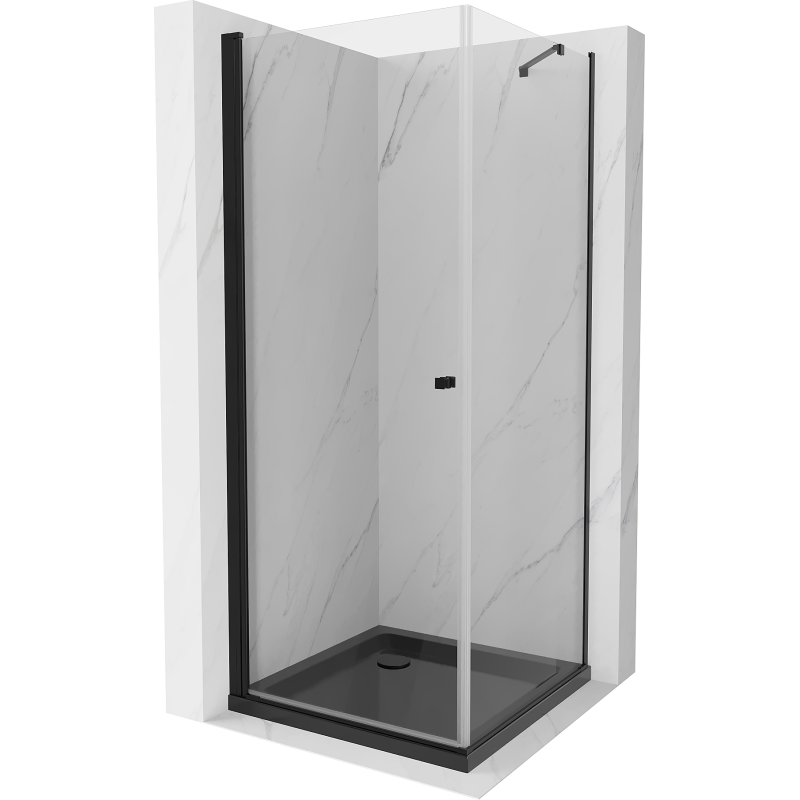 Mexen Pretoria cabine de douche pivotante 70 x 70 cm, transparent, noir + receveur Flat, noir - 852-070-070-70-00-4070B