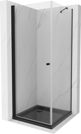 Mexen Pretoria cabine de duche articulada 70 x 70 cm, transparente, preta + base de duche Flat, preta - 852-070-070-70-00-4070B