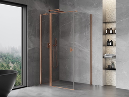 Mexen Mist T hinge shower enclosure 100 x 80 cm, clear, brushed copper - 8A4T-100-080-65-00