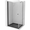 Mexen Pretoria kabina prysznicowa uchylna 70 x 100 cm, transparent, czarna + brodzik Flat, czarny - 852-070-100-70-00-4070B