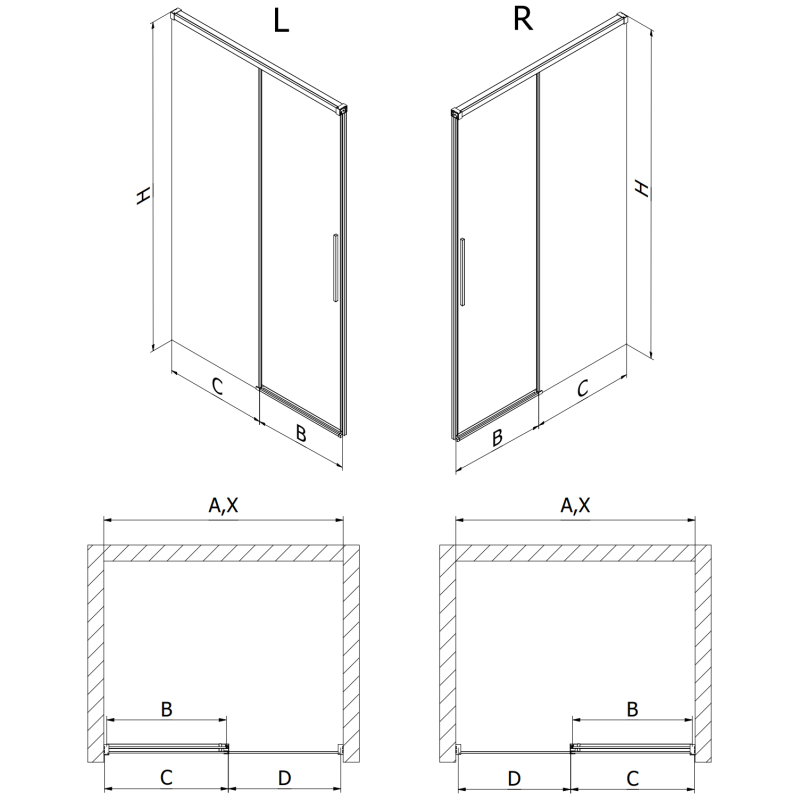 Mexen Rox porta doccia scorrevole 105 cm, trasparente, nichel spazzolato - 8C2-105-000-97-00