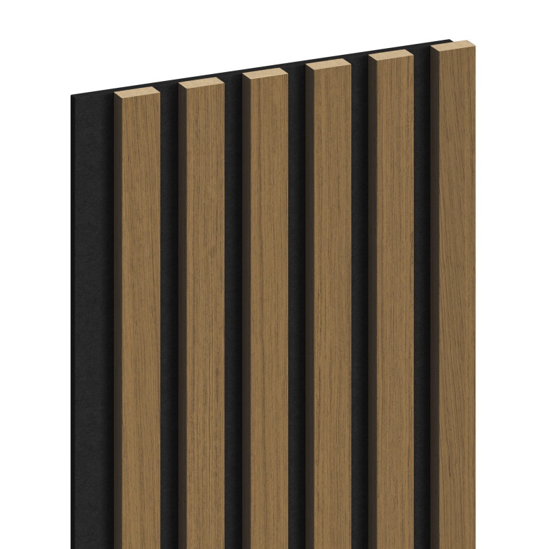 Mexen Lam-F lamelle da parete acustiche 275 x 30 cm, feltro 8 mm, impiallacciatura tecnica, Teak Dorato - S105-275307-3015-014