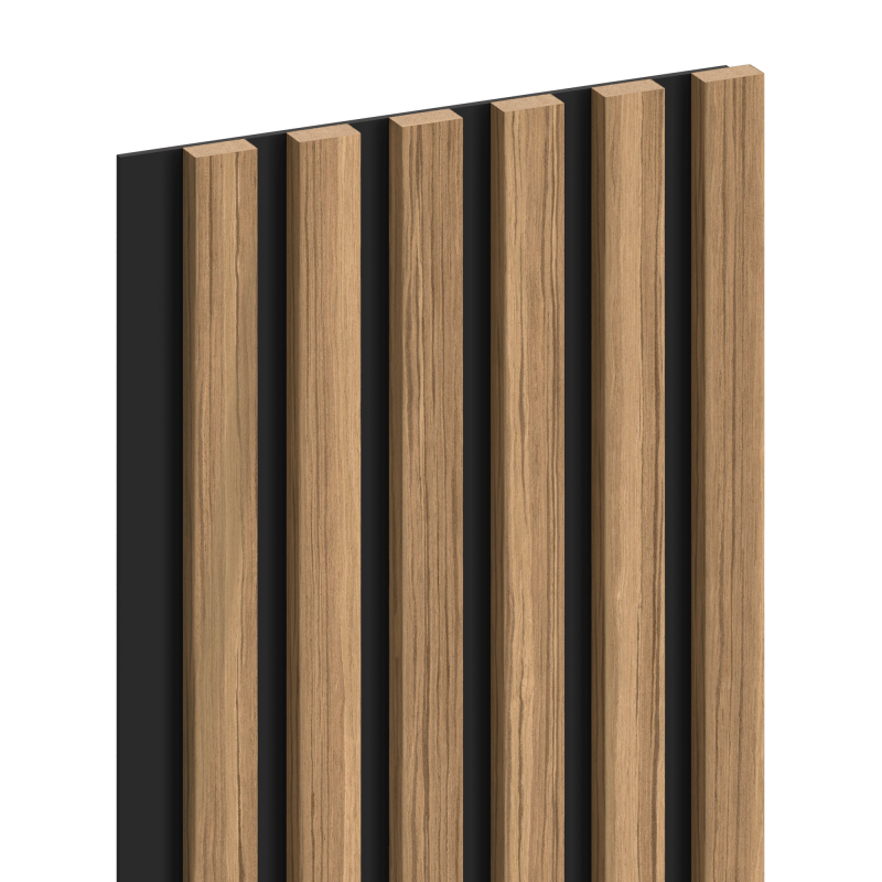 Mexen Lam-B lamelles murales 275 x 30 cm, panneau HDF 4 mm, placage technique, Noyer Clair - S100-275307-3015-017