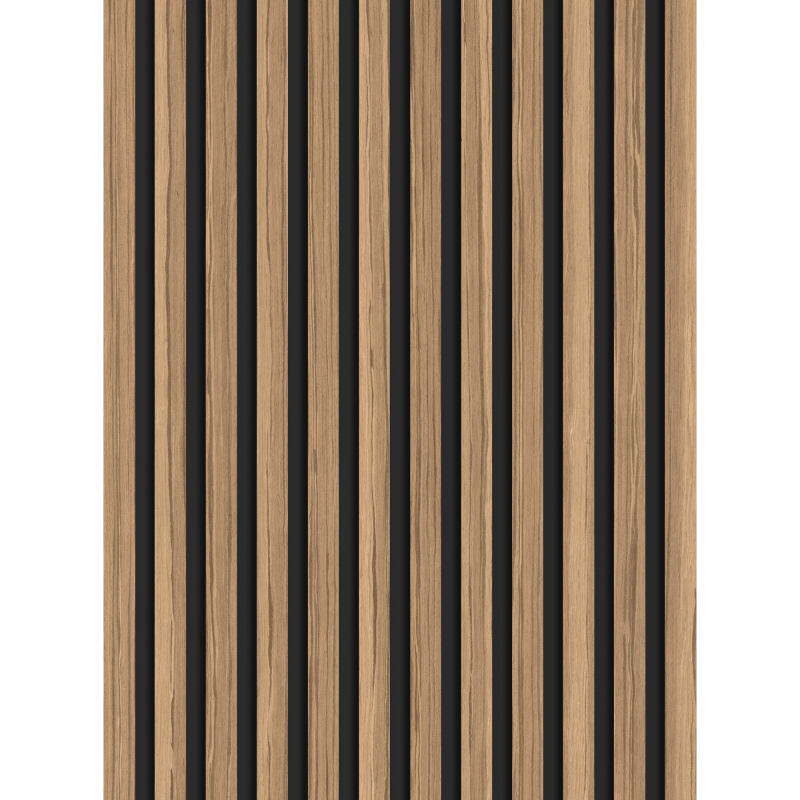 Mexen Lam-B lamelles murales 275 x 30 cm, panneau HDF 4 mm, placage technique, Noyer Clair - S100-275307-3015-017