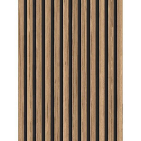 Mexen Lam-B lamelles murales 275 x 30 cm, panneau HDF 4 mm, placage technique, Noyer Clair - S100-275307-3015-017