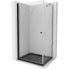 Mexen Pretoria Duschkabine schwenkbar 70 x 110 cm, transparent, schwarz + Duschtasse Flat, schwarz - 852-070-110-70-00-4070B