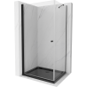 Mexen Pretoria kabina prysznicowa uchylna 80 x 70 cm, transparent, czarna + brodzik Flat, czarny - 852-080-070-70-00-4070B