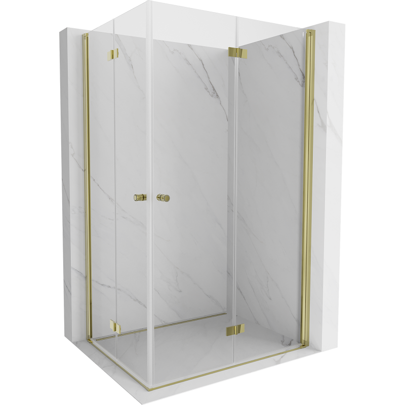 Mexen Mist-F Duo Right Folding Shower Enclosure 85 x 90 cm, Transparent, Gold - 8A6-085L-090P-50-00