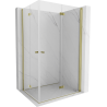 Mexen Mist-F Duo cabine de douche pliante droite 75 x 70 cm, transparent, or brossé - 8A6-075L-070P-55-00 - 8A6-075L-080P-55-00