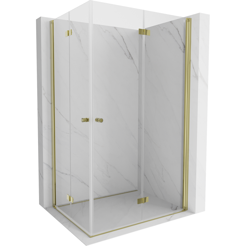 Mexen Mist-F Duo cabine de douche pliante 80 x 100 cm, transparent, doré brossé - 8A6-080L-100P-55-00