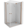 Mexen Mist-F Duo cabine de douche pliante droite 70 x 95 cm, transparent, cuivre brossé - 8A6-070L-095P-65-00