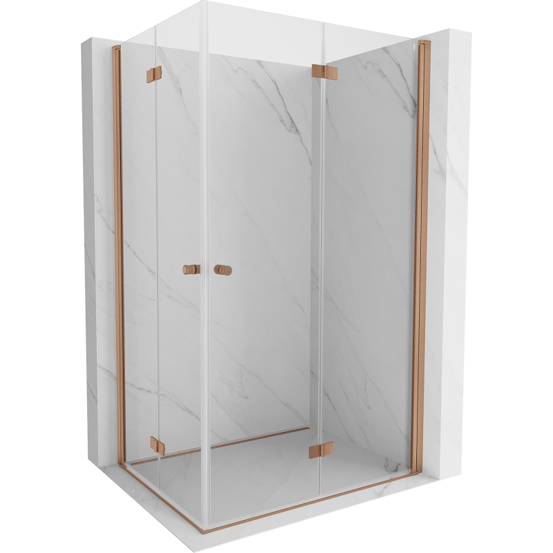 Mexen Mist-F Duo cabine de douche pliable droite 80 x 95 cm, transparent, cuivre brossé - 8A6-080L-095P-65-00