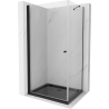 Mexen Pretoria cabine de douche pivotante 80 x 90 cm, transparente, noire + receveur Flat, noir - 852-080-090-70-00-4070B