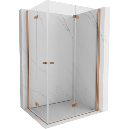 Mexen Mist-F Duo right folding shower cabin 80 x 100 cm, transparent, brushed copper - 8A6-080L-100P-65-00
