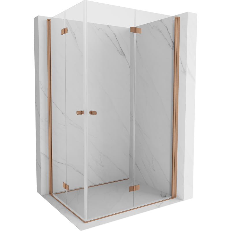 Mexen Mist-F Duo opvouwbare douchecabine 90 x 120 cm, transparant, geborsteld koper - 8A6-090L-120P-65-00