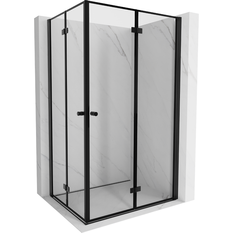 Mexen Mist-F Duo folding shower enclosure 95 x 100 cm, black frame, black - 8A6-095L-100P-70-70