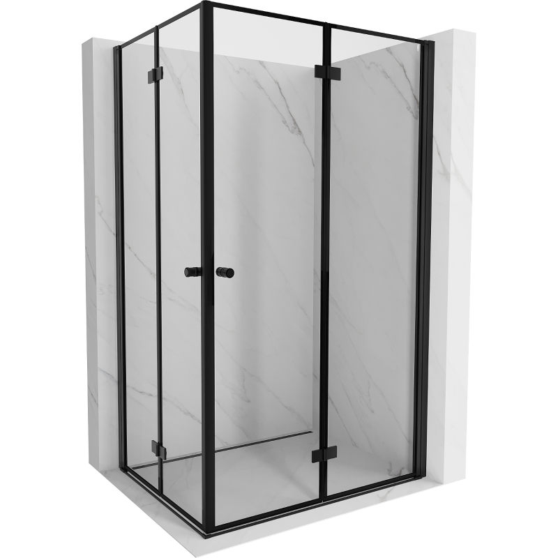 Mexen Mist-F Duo right folding shower cabin 75 x 100 cm, black frame, black - 8A6-075L-100P-70-70