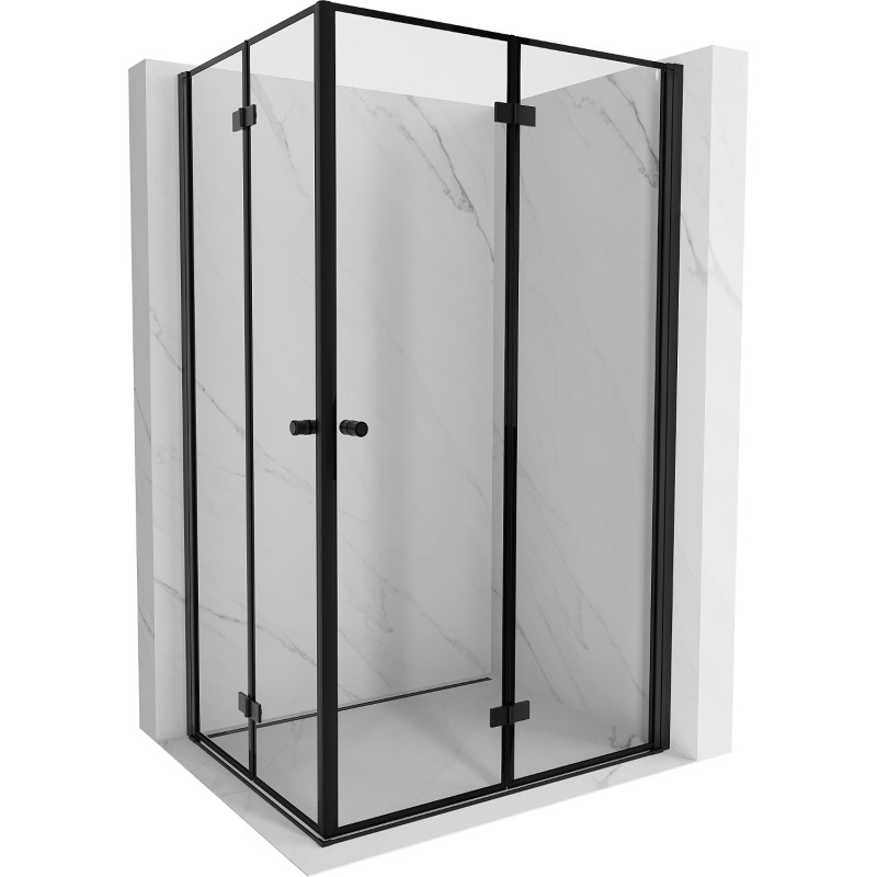 Mexen Mist-F Duo preklopna tuš kabina desna 95 x 110 cm, crni okvir, crna - 8A6-095L-110P-70-70