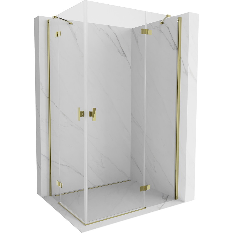 Mexen Mist-H Duo kabina za tuš s dvostrukim vratima, desna strana 80 x 90 cm, prozirna, zlatna - 8A5-080L-090P-50-00