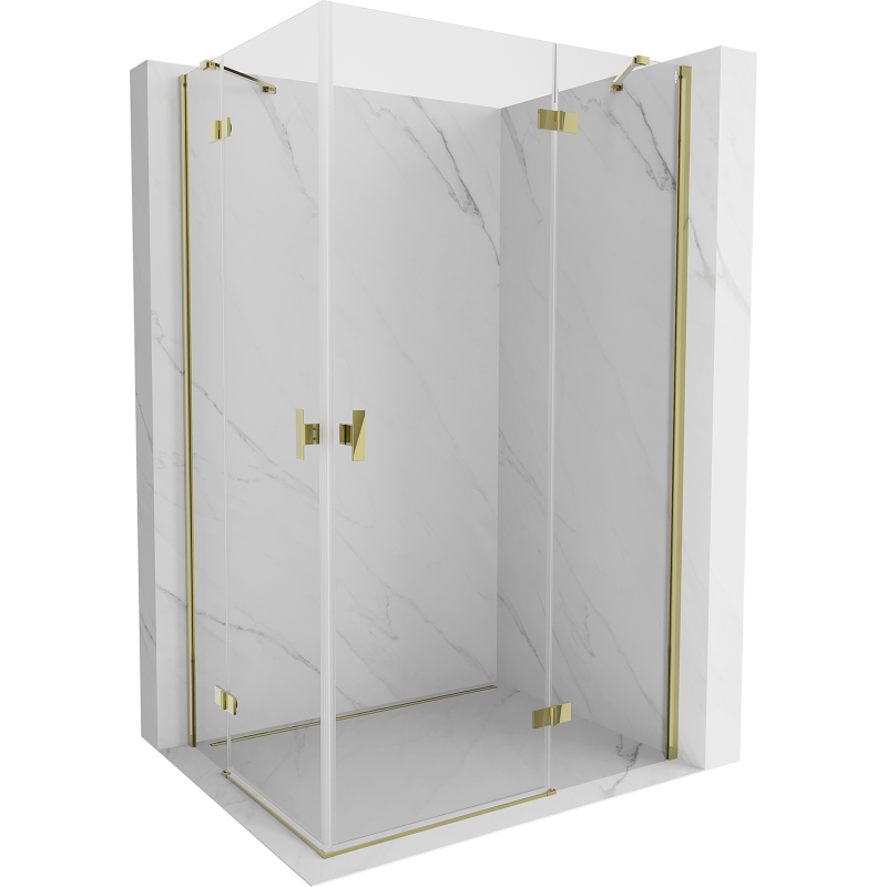 Mexen Mist-H Duo cabina doccia a battente destra 100 x 105 cm, trasparente, oro - 8A5-100L-105P-50-00