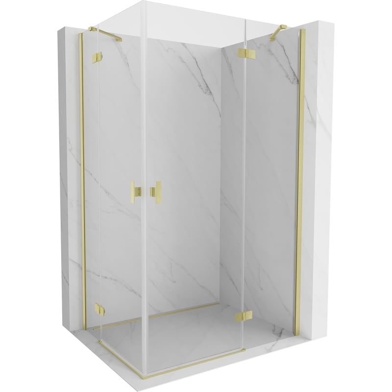 Mexen Mist-H Duo dušikabiin parempoolne avanev 90 x 95 cm, läbipaistev, harjatud kuldne - 8A5-090L-095P-55-00