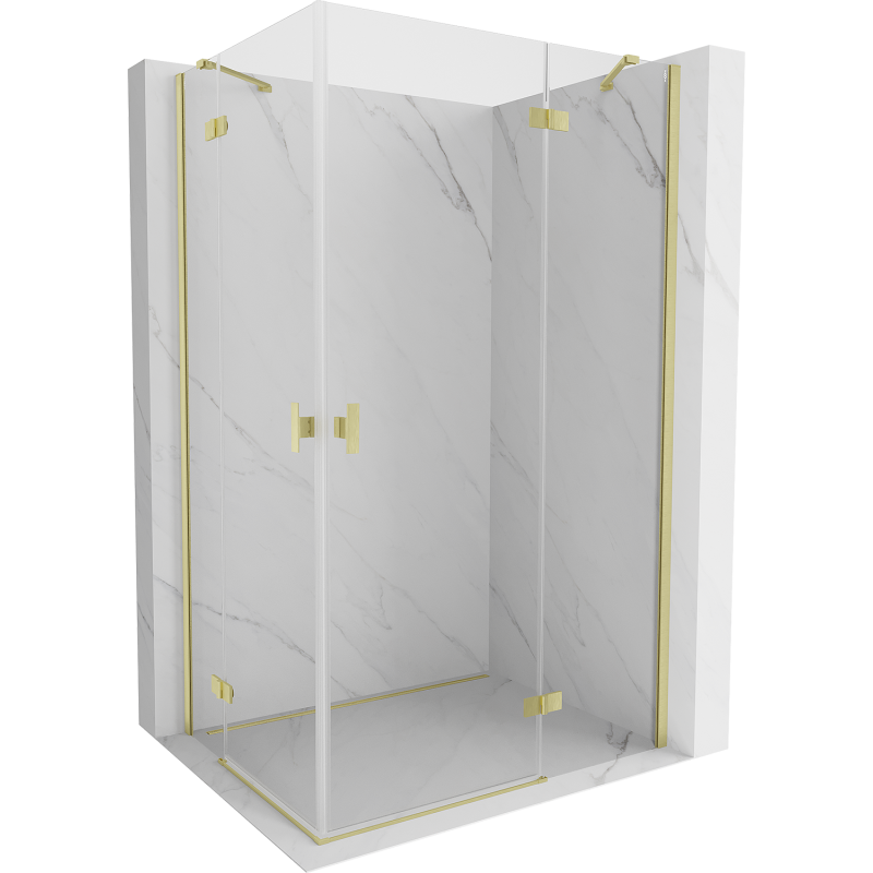 Mexen Mist H Duo Duschkabine schwenkbar 90 x 105 cm, transparent, gebürstetes Gold - 8A5-090L-105P-55-00