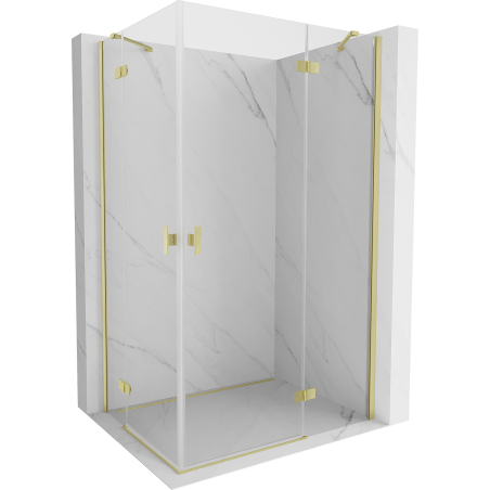 Mexen Mist H Duo Duschkabine schwenkbar 90 x 105 cm, transparent, gebürstetes Gold - 8A5-090L-105P-55-00