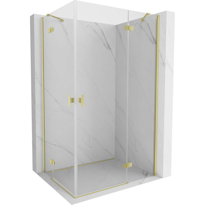 Mexen Mist-H Duo cabine de douche pivotante droite 75 x 110 cm, transparent, or brossé - 8A5-075L-110P-55-00