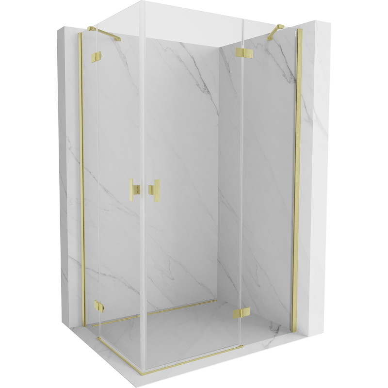 Mexen Mist-H Duo klizna tuš kabina s desnim otvaranjem 80 x 120 cm, prozirna, zlatna četkana - 8A5-080L-120P-55-00