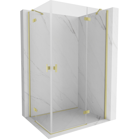 Mexen Mist H Duo Duschkabine, schwenkbar 90 x 120 cm, transparent, gebürstetes Gold - 8A5-090L-120P-55-00